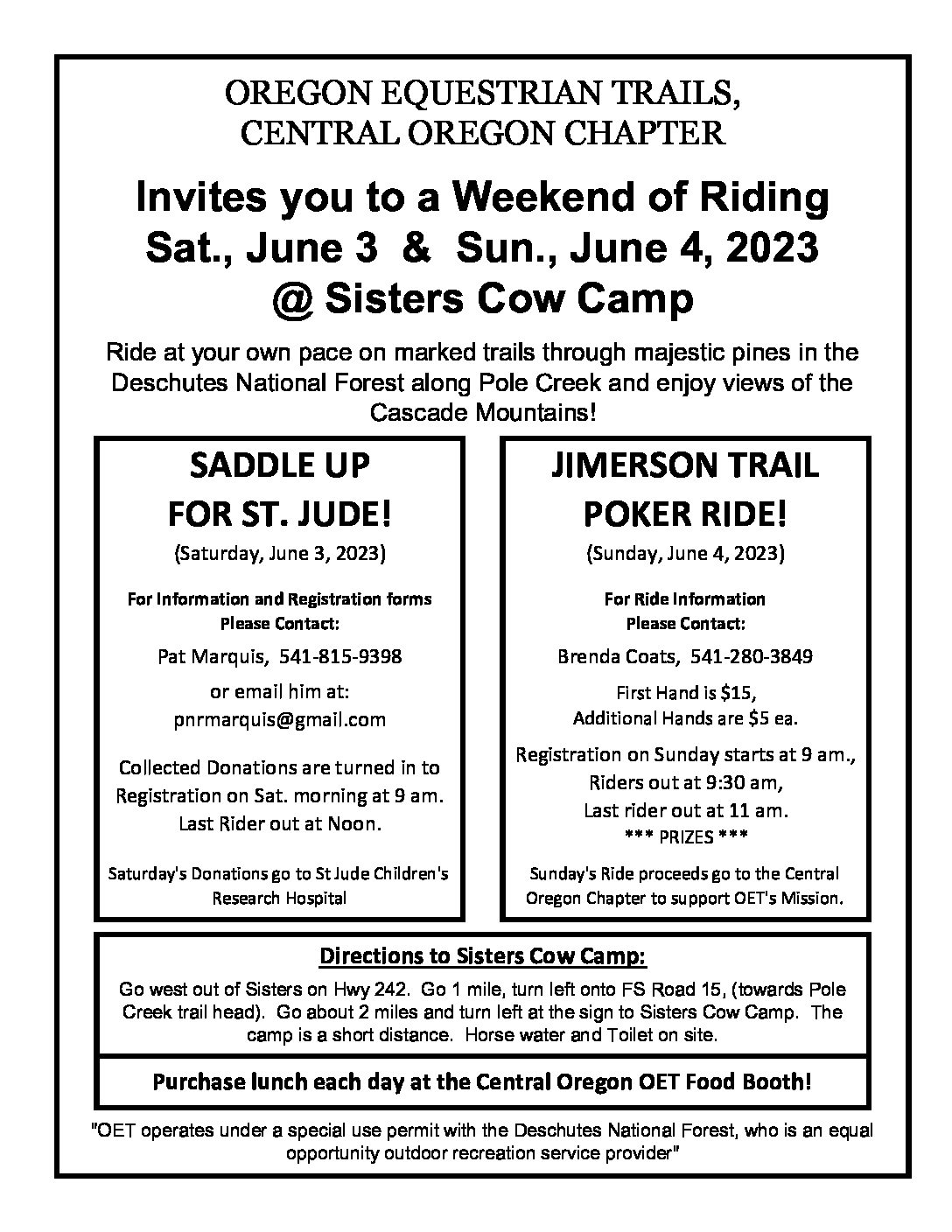 2023 St JudePoker Ride flyer Oregon Equestrian Trails